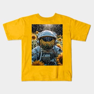 astronaut in a field with sunflowers Kids T-Shirt